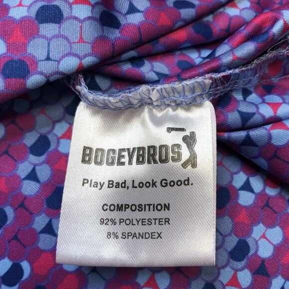 Bogey Bros Golf Polo Shirt Mens L Blue Pink Performance Whale Tail Bikini Print - Picture 7 of 9